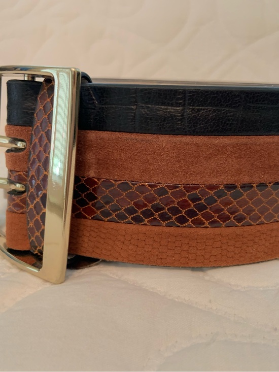 White House Black Market Accessories - White House Black Market Women’s Multi-Texture Brown Genuine Leather& Suede Belt
